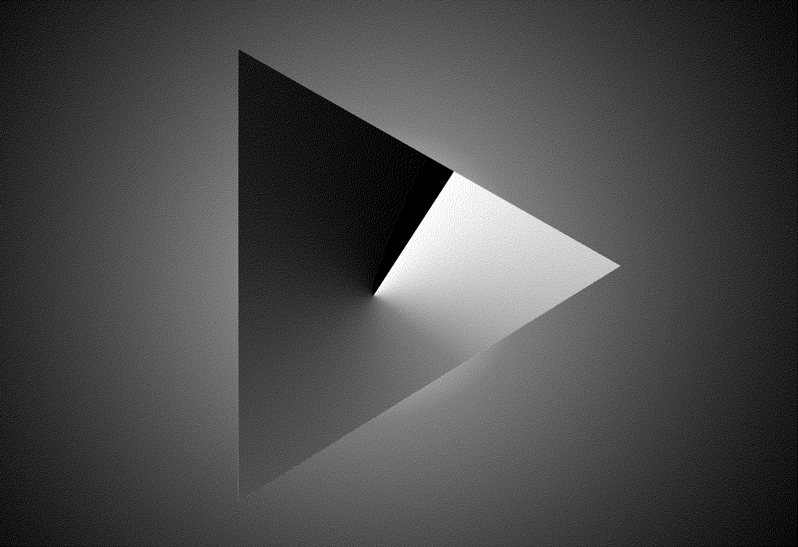 An abstract composition of a triangle over a silver and grey gradient