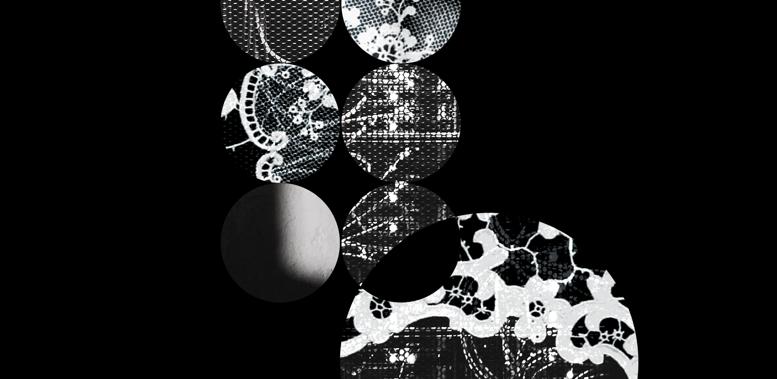 white lace on a black background
